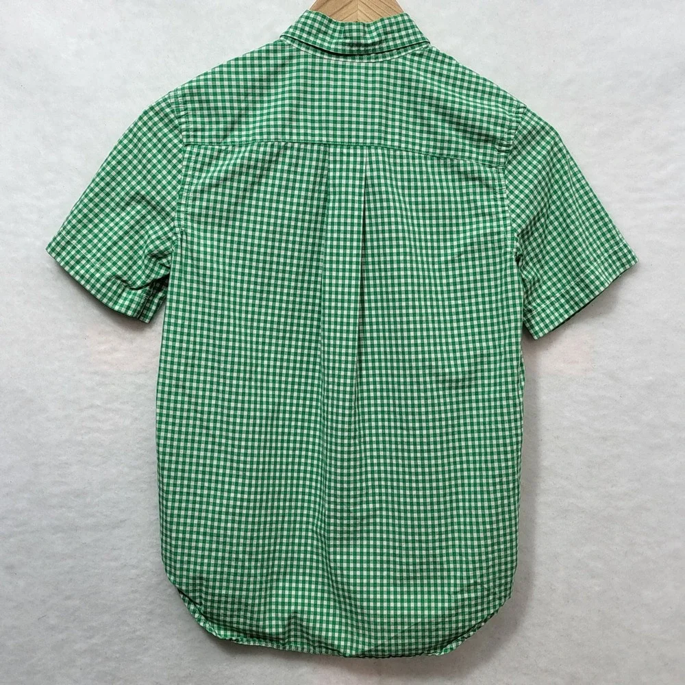 Ralph Lauren Kids Green Gingham Short Sleeve Button Down Shirt Size M 10-12